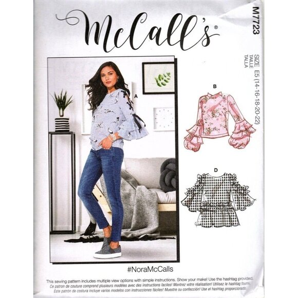 McCall's M7723 Misses 14 to 22 Embellished Sleeve Top Uncut Sewing Pattern - Picture 1 of 2